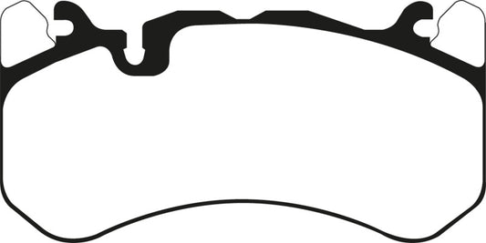 EBC Redstuff front brake pads for Audi RS7 4.0TT with cast iron rotors and trapezoid weights, performance brake components