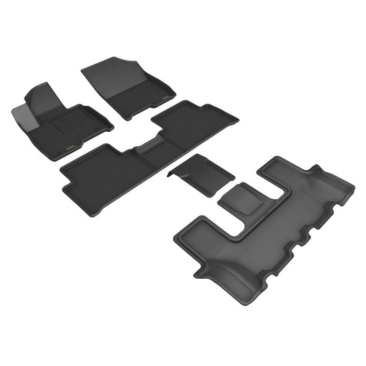 Black 3D MAXpider 22-23 Kia Sorento 6-seats rubber floor mats showing textured surface and custom fit for interior protection.