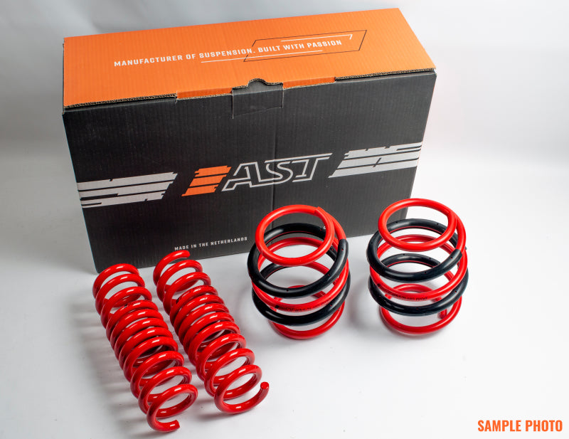 AST Mercedes-Benz CLA lowering springs set, 25mm drop each, featuring black coil springs for improved ride and stance.