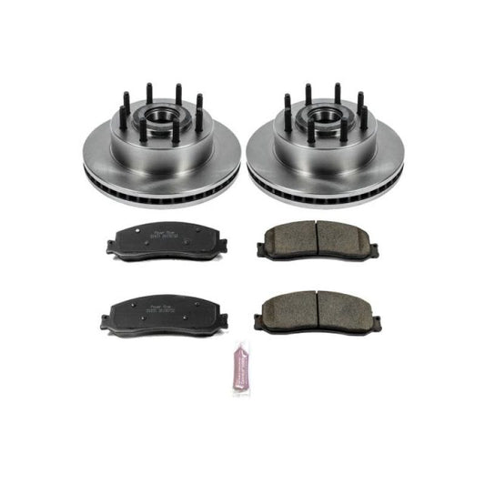 PowerStop OE brake rotors for 2012 Ford F-350 Super Duty front brake kit, showing new disc rotors with ventilated design.