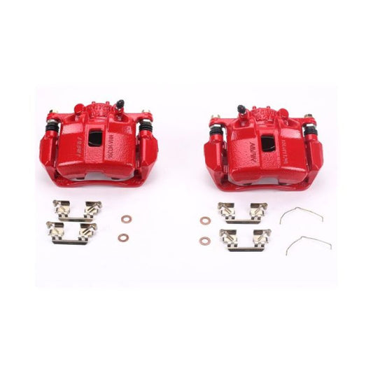 PowerStop front red brake calipers for Acura ILX 2013-2015 with brackets, high-performance disc brake calipers, pair shown