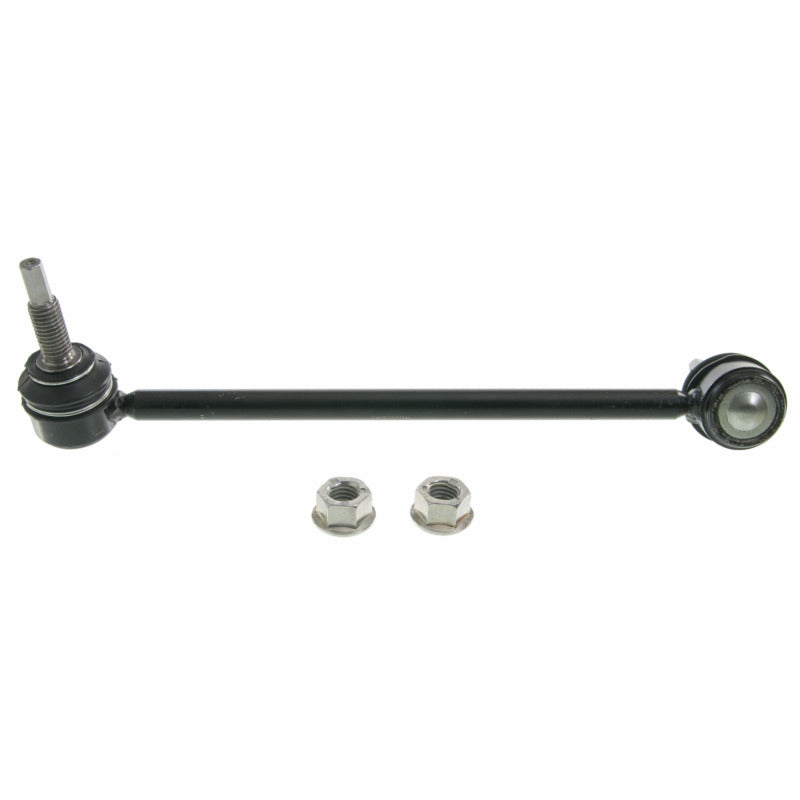 Moog Ford Taurus front right sway bar endlink kit, showing metal link with rubber bushings for suspension stability.