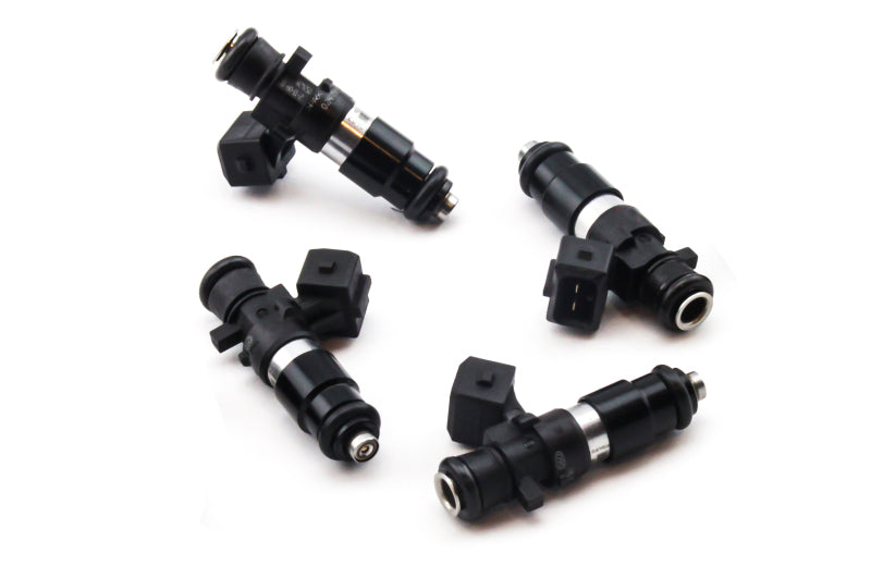 DeatschWerks Bosch EV14 1200cc fuel injectors set for Hyundai Genesis Coupe 2.0T, showing four high-performance injectors.