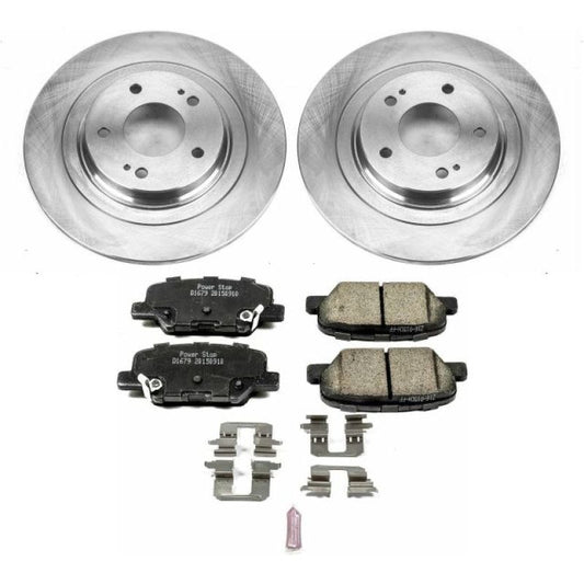 PowerStop rear OE brake kit for Mitsubishi Outlander 2014-2018, includes brake pads and rotors for reliable stopping power.