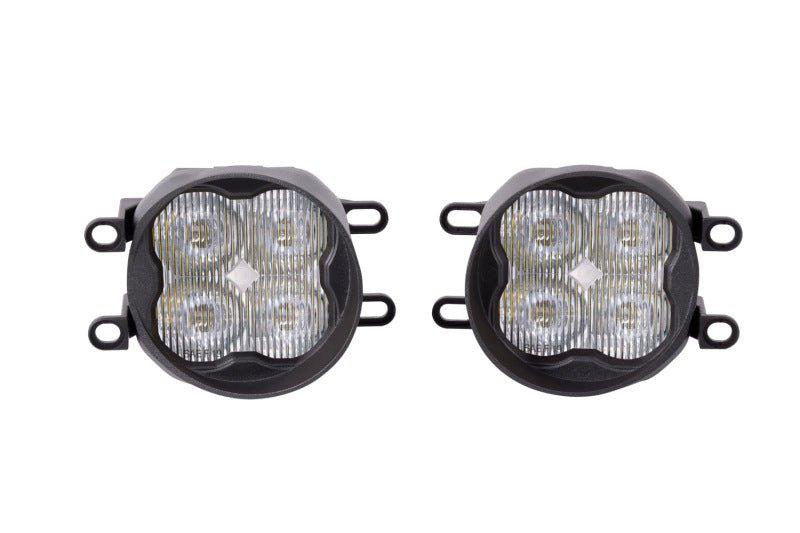 Diode Dynamics SS3 LED Fog Light Kit installed in a Toyota RAV4, showcasing bright white fog lights on the vehicle's front bumper.