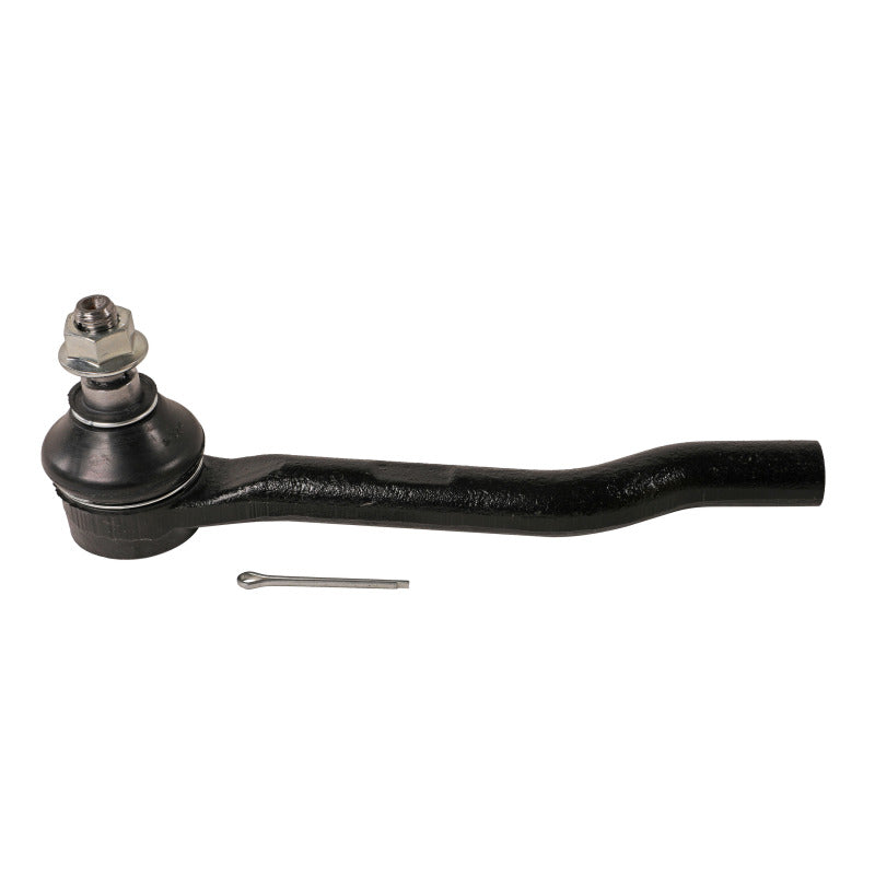 Moog Acura MDX 14-22 front left outer tie rod showing the metal rod with rubber boot and connection end.