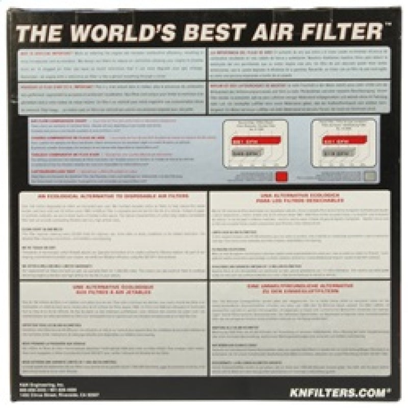 K&N Engineering universal rubber air filter with 5-inch flange, 6.5-inch base, 4.38-inch top, and 7-inch height for vehicle intake systems.