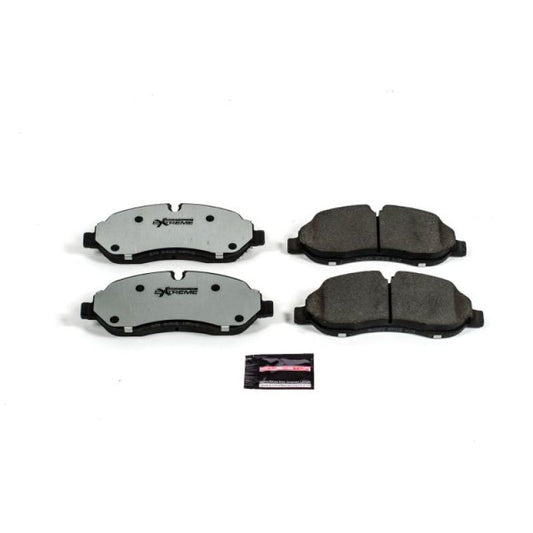 PowerStop front Z36 performance brake pads with hardware for Ford Transit-150 2015-2019, showing new brake pads installed.