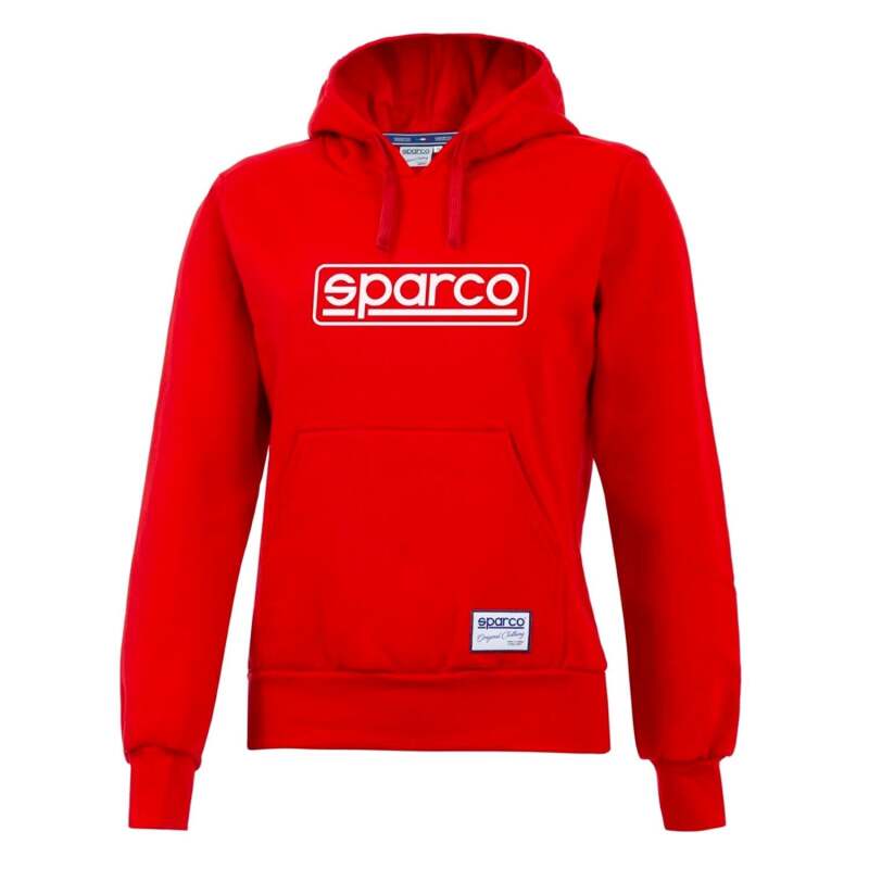 Red Sparco Lady Frame hoodie sweatshirt with a front logo and casual fit, made for stylish comfort and sporty appeal.