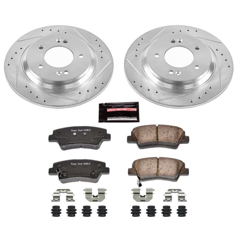 PowerStop Z23 Evolution sport brake kit for Hyundai Elantra GT 2018-2019 rear brake performance upgrade with brake pads and rotors