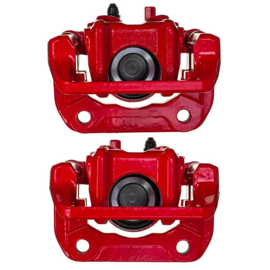 PowerStop rear red brake caliper with bracket for Honda CR-V (2007-2011), performance brake caliper pair shown in image.