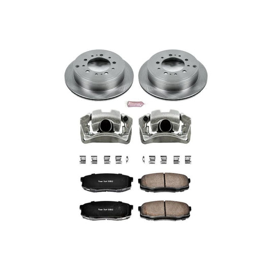 PowerStop OE rear brake kit with calipers for Lexus LX570, featuring brake rotors and components for vehicle braking system.