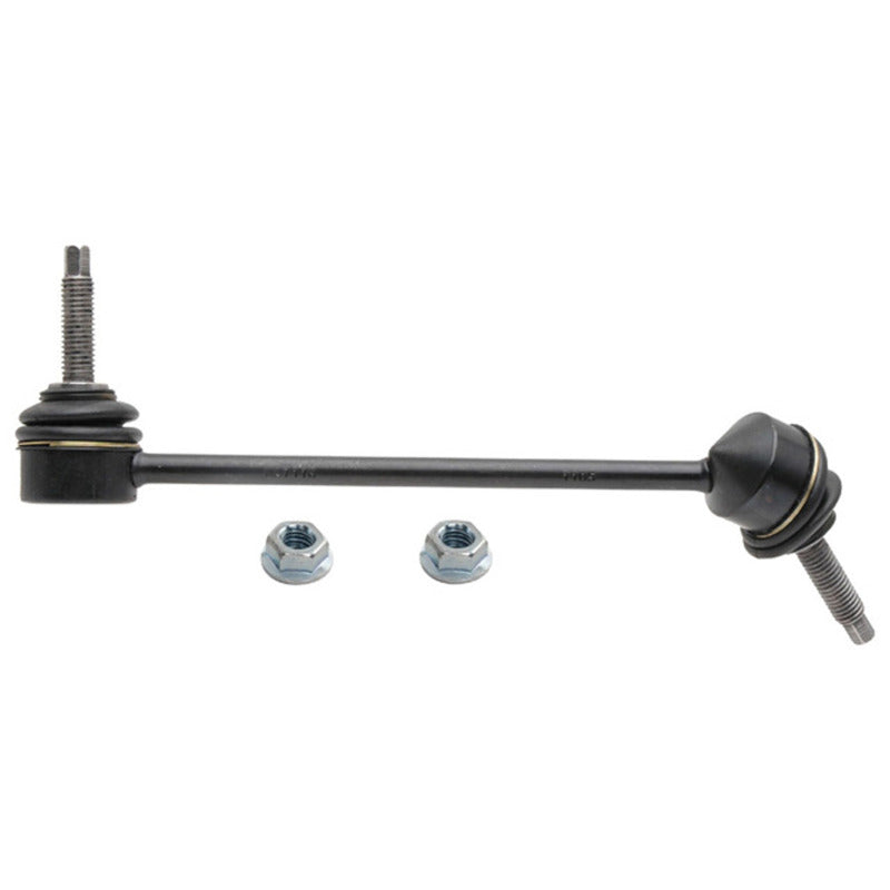 Moog rear left sway bar endlink for Jaguar XKR 2007-2015, showing the metal linkage with rubber bushings.
