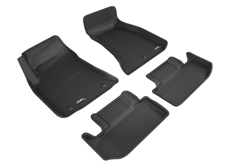 3D MAXpider black rubber floor mats for Dodge Challenger 2015-2023 RWD, full set with textured surface and custom fit