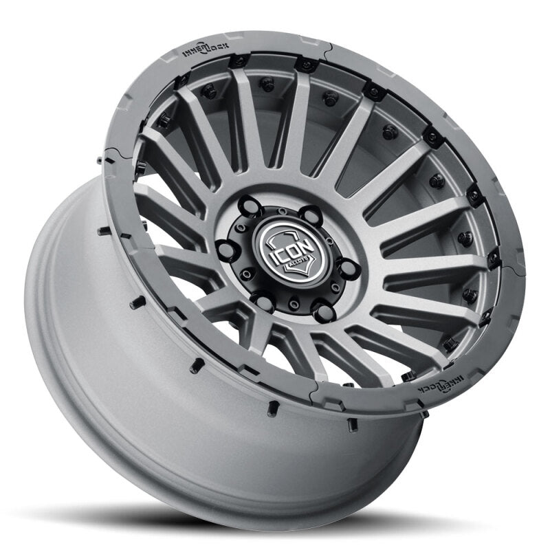 ICON Alloys Recon Pro satin charcoal 18-inch cast wheels with 9-inch width and 6x5.5 bolt pattern, featuring 0mm offset.