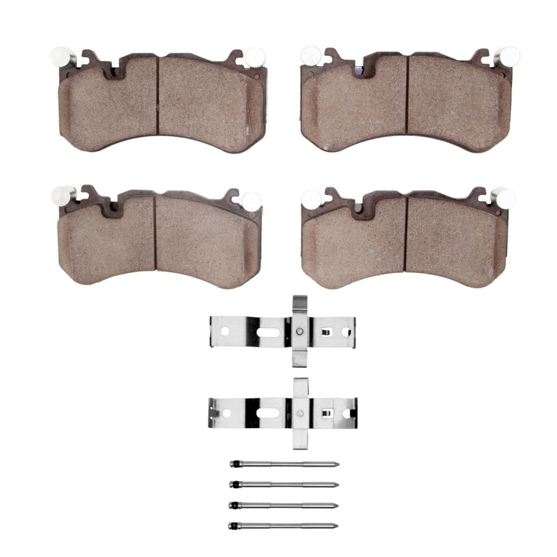 Audi RS7 2007-2025 brake pads and hardware kit by R1 Concepts, showing semi-metallic brake pads and mounting hardware.