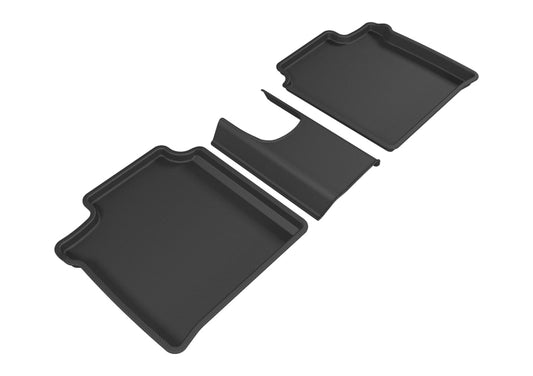 Black 3D MAXpider Kagu 2nd row rubber floor mats for Nissan Versa Note 2014-2019, durable and custom-fit interior protection.
