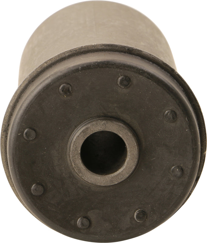 Moog rear fixed end leaf spring bushing for 73-75 Buick Apollo, shown installed on the upper leaf spring.
