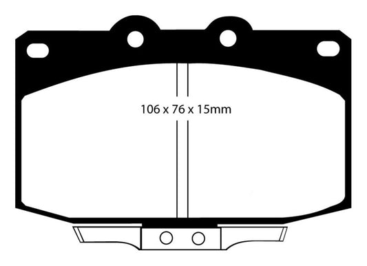 EBC Redstuff front brake pads for Mazda RX7 86-89 with vented rear rotors, high-performance brake components.