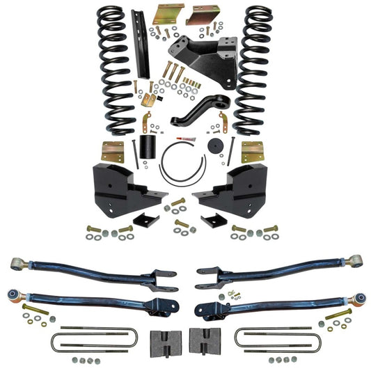 Skyjacker 6-inch lift kit installed on a Ford F250 4WD gas truck, showing the lifted suspension and off-road-ready stance.