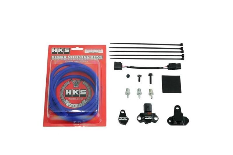 HKS FA20/FA24 pressure sensor kit gauge components with sensors and wiring for engine monitoring.
