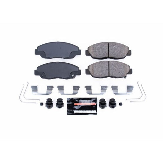 PowerStop Z23 Evolution sport front brake pads with hardware for Honda Civic 2012-2015, performance braking components.