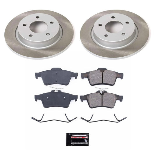 PowerStop rear semi-coated rotor kit for Mazda 3, performance brake rotors with a clean, smooth finish, suitable for enhanced braking.