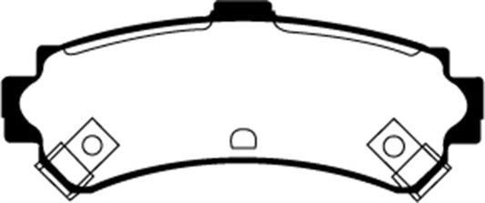 EBC Redstuff rear brake pads for Nissan Sentra 1.6, high-performance brake pads with red friction material for enhanced stopping power.