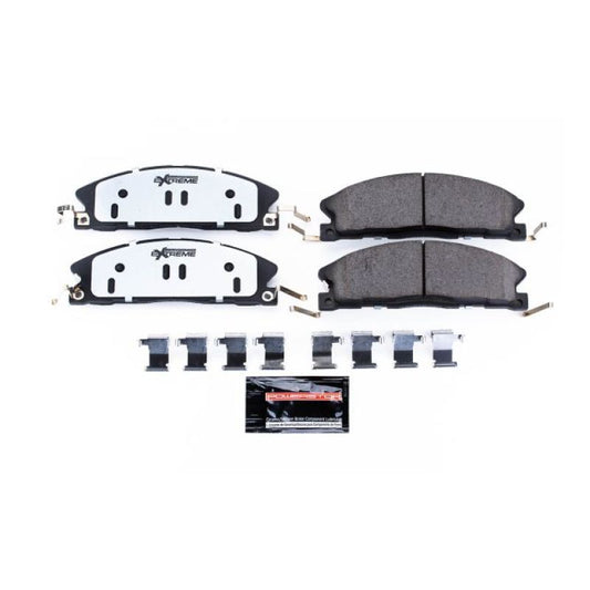 PowerStop Z36 truck and tow front brake pads for Ford Explorer 2013-2019, showing the performance brake pads and hardware.