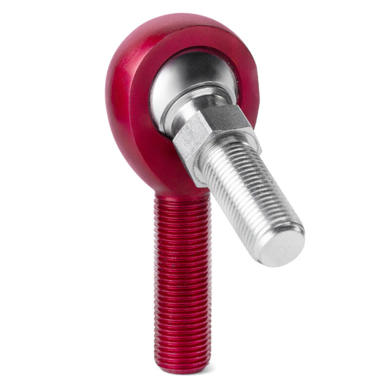 QA1 A Series Endura Rod End - Male/Left Hand - .4375in Bore x 7/16-20 w/Stud - Red Aluminum