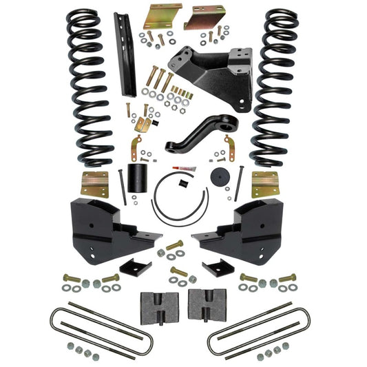 Skyjacker 6-inch lift kit for 2023 Ford F250 4WD gas truck, showing the assembled suspension components and lifted vehicle stance.