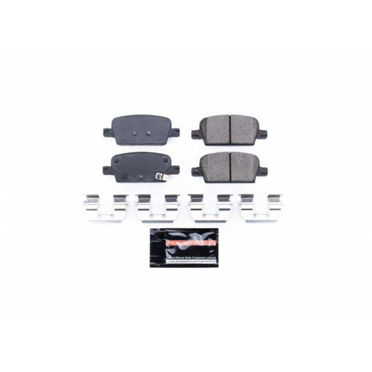 PowerStop Z23 Evolution Sport rear brake pads with hardware for Chevrolet Malibu 2018-2019, performance brake replacement.