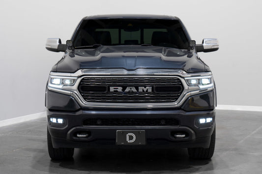 Diode Dynamics SSC2 LED fog lights kit for 2019-present Ram in white sport color, showing the compact fog light assembly.