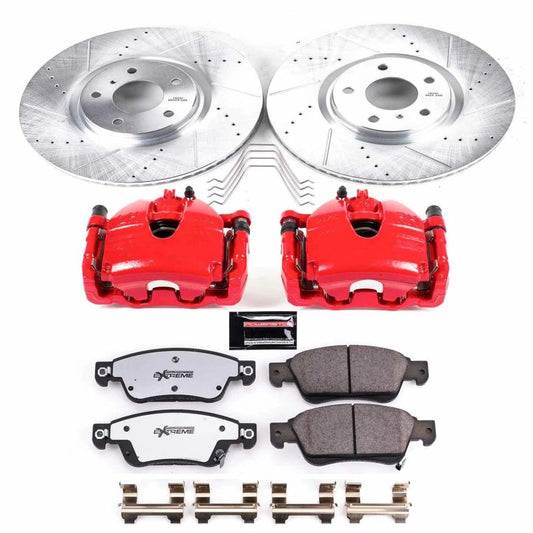 PowerStop Z26 Street brake kit for Infiniti Q60 2014-2015 front performance brake calipers and rotors installed