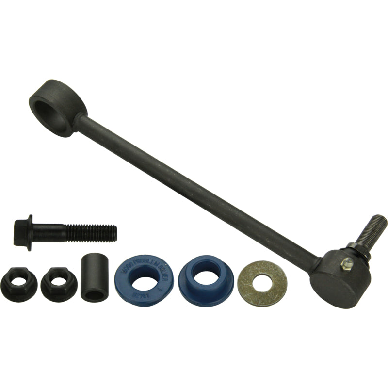 Moog 14-19 Ram 2500 rear sway bar endlink, automotive suspension part, showing metal link with bushings for stability.