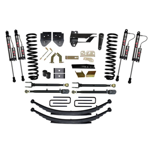 Skyjacker 6-inch lift kit installed on a Ford F250-F350 4WD gas truck, showing the suspension lift and off-road stance