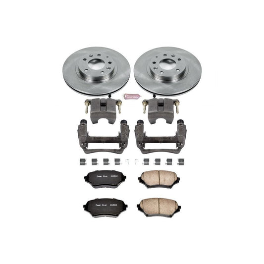PowerStop OE front brake kit with calipers for Mazda MX-5 Miata 2006-2015, includes brake rotors and calipers.