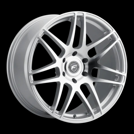 Forgestar F14 Drag 20x10 satin black cast wheel with 6x135 bolt pattern and ET38 offset, shown from a side angle.