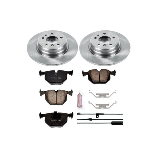 PowerStop OE rear brake kit for 1995 BMW 740i, includes brake rotors and pads for optimal stopping performance.