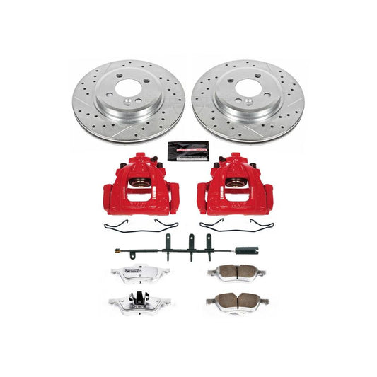 PowerStop Mini Cooper Z26 Street Warrior front brake kit with performance calipers and rotors for enhanced stopping power.