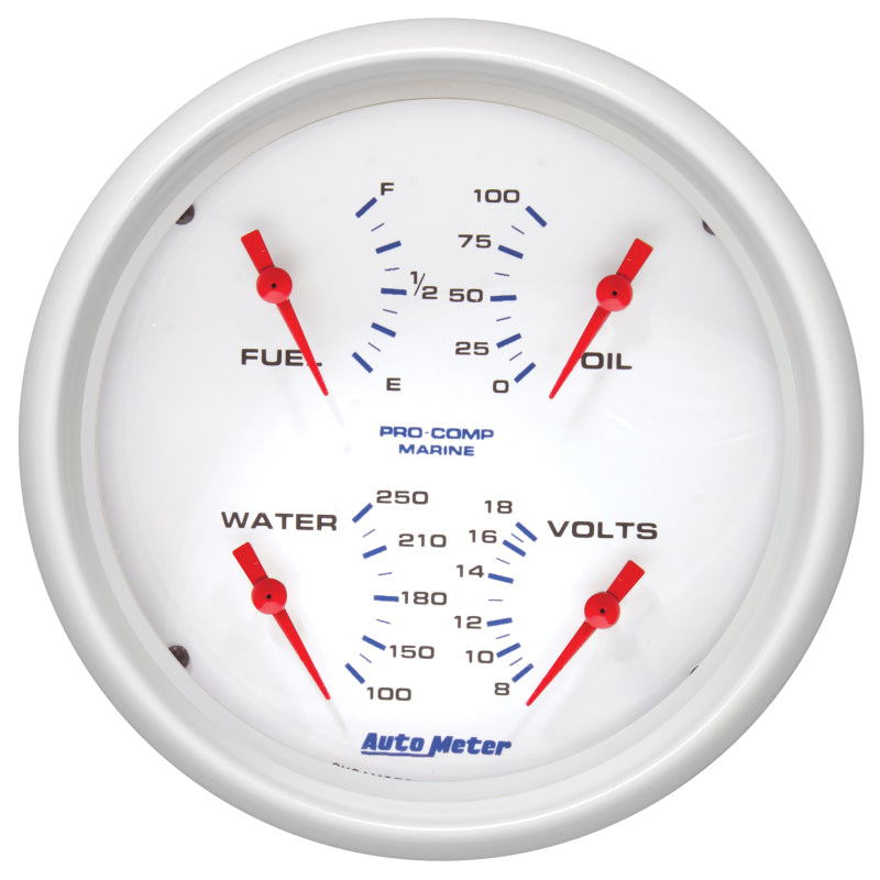 Autometer Marine White 5in Gauge Quad