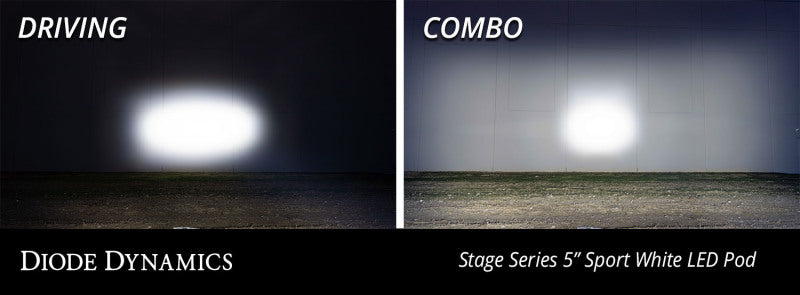 Diode Dynamics Ford F-150 SS5 bumper LED pod light kit with yellow driving lights installed on front bumper of truck.