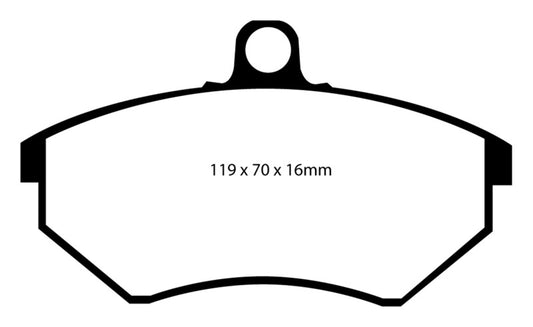 EBC Redstuff performance front brake pads for Volkswagen Cabriolet 1.8, designed for enhanced stopping power and durability.