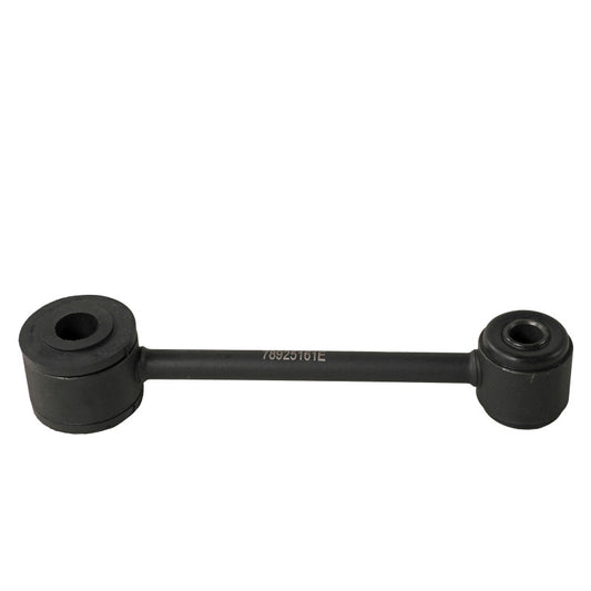 Moog Ford Mustang rear sway bar endlink, durable suspension component, shown in close-up with metal and rubber parts.