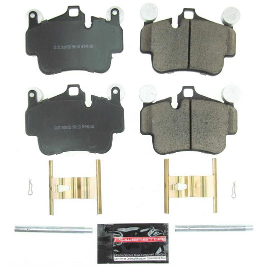 PowerStop Z23 Evolution sport brake pads for Porsche 911 front or rear with hardware, designed for high-performance braking.