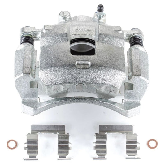 PowerStop front left OE brake caliper with bracket for Suzuki SX4 2007-2010, showing detailed metal components and mounting points.