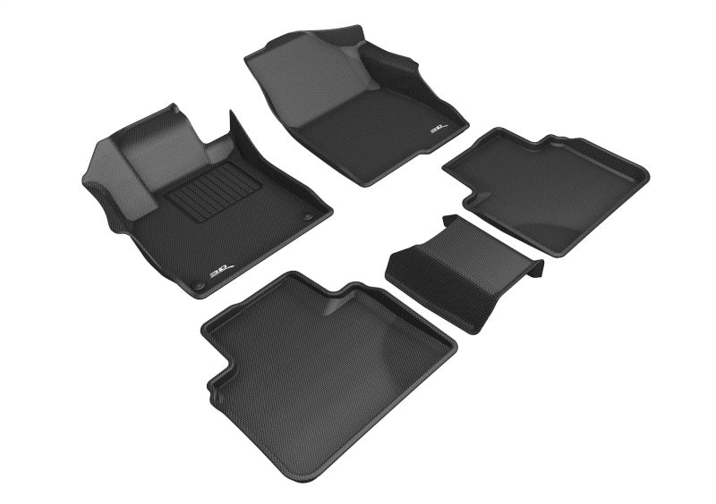 3D MAXpider Kagu black rubber floor mats for 2018-2022 Honda Accord, full set with textured surface for interior protection.