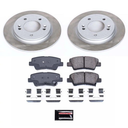 PowerStop rear semi-coated rotor kit for Kia Forte 2020-2022, performance brake kit with blank rotors, high-quality automotive parts.