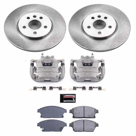 PowerStop OE front brake kit with calipers for Buick Encore 2013-2018, including brake rotors and calipers.