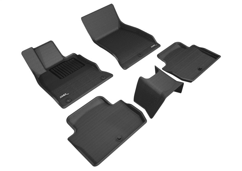 3D MAXpider black rubber floor mats for Kia Stinger 18-24 RWD, full set with textured surface for interior protection.
